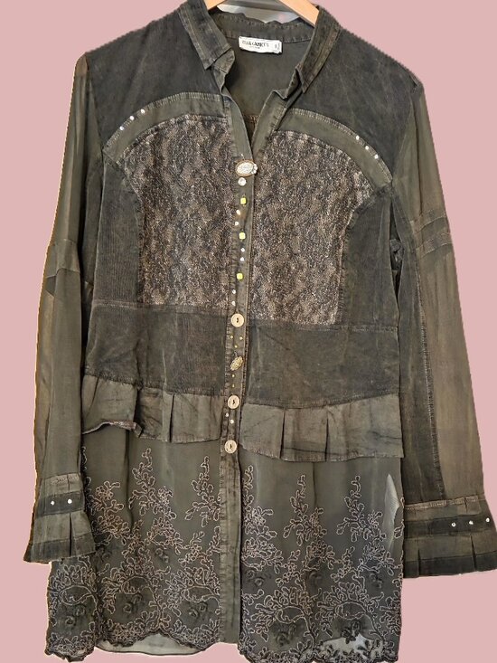 Elisa Cavaletti Tops - ELISA CAVALETTI GREY BUTTON DOWN BLOUSE/JACKET, XL, MADE IN ITALY